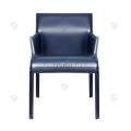 ltalian minimalist blue saddle leather armrest chairs